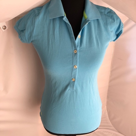 Lilly Pulitzer Tops - Lilly Pulitzer light blue short sleeve polo shirt XS